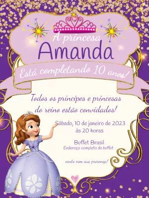 Convite Aniversário Princesa Sofia para Editar Online
