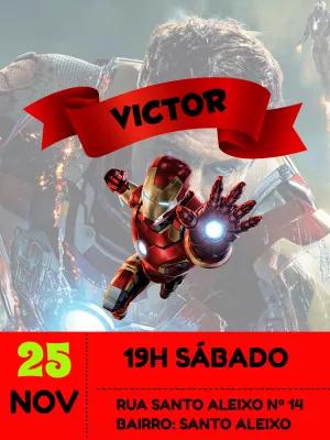 Convite de Aniversário Homem de Ferro para Editar Online