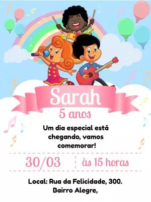 Convite Aniversário Três Palavrinhas Rosa para Editar Online