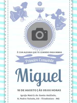Convite de Primeira Comunhão com Foto para Editar Online