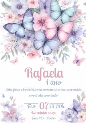 Convite Aniversário Jardim das Borboletas para Editar Online