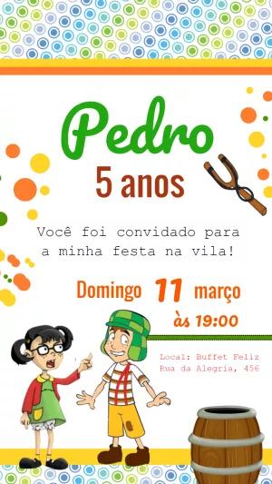 Convite de Aniversário Chaves e Turma para Editar Online