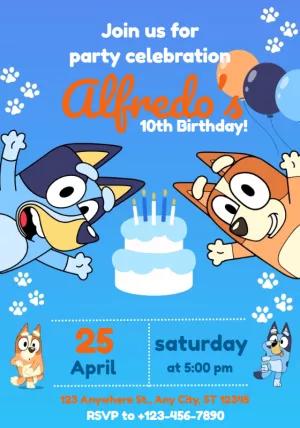 Bluey Birthday Invitation with Characters to Edit Online