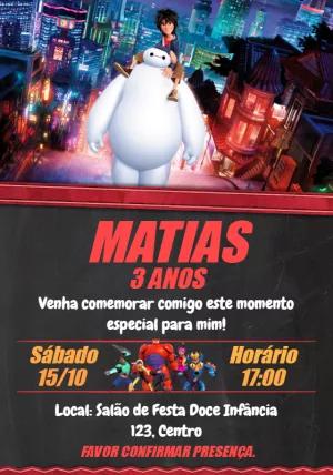Convite Aniversário Operação Big Hero para Editar Online