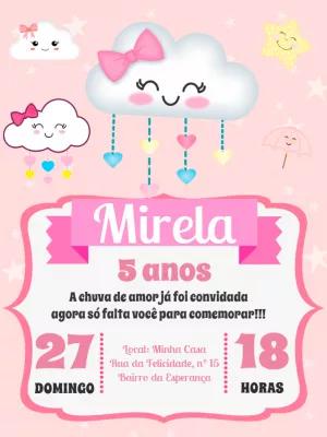 Convite de Aniversário Chuva de Amor para Editar Online