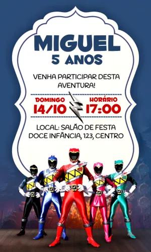 Convite de Aniversário Power Rangers para Editar Online