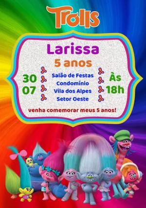 Convite de Aniversário Trolls para Editar Online