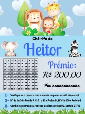 Chá Rifa Safari com Animais Fofos para Editar Online