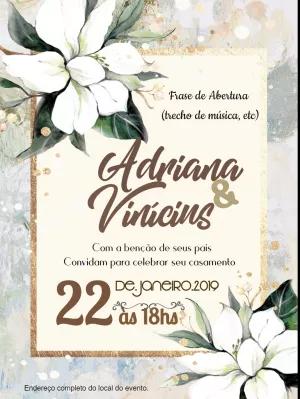 Convite de Casamento Floral Elegante para Editar Online