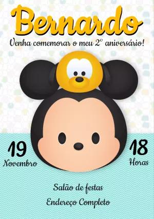 Convite Aniversário Mickey Tsum Tsum para Editar Online