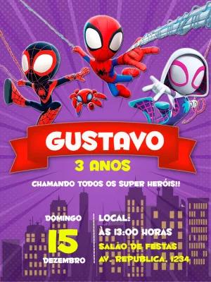 Convite de Aniversário Spidey e Seus Amigos para Editar Online