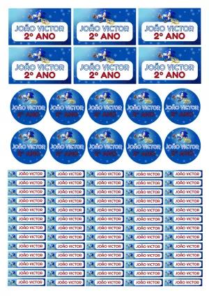 Etiqueta Escolar Sonic para Editar e Imprimir Grátis