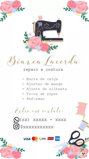 Cartão de Visita Costureira Floral para Editar Online
