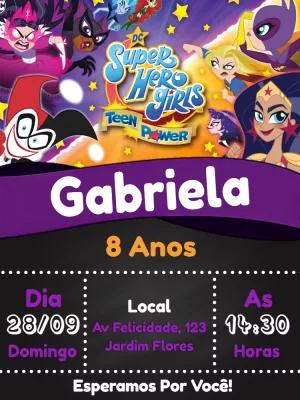Convite Aniversário Super Hero Girls para Editar Online