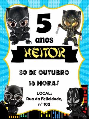 Convite de Aniversário Pantera Negra para Editar Online