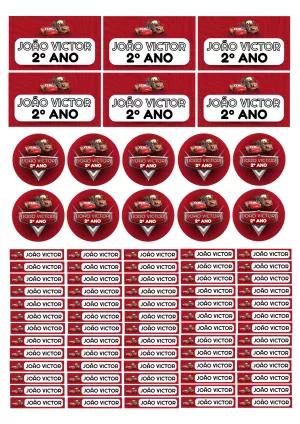 Kit de Etiquetas Escolares Carros Disney para Editar Online