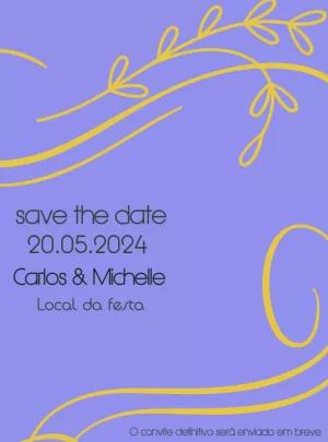 Convite Save the Date Casamento Lavanda para Editar Online