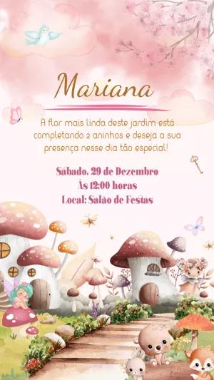 Convite Aniversário Bosque Encantado para Editar Online