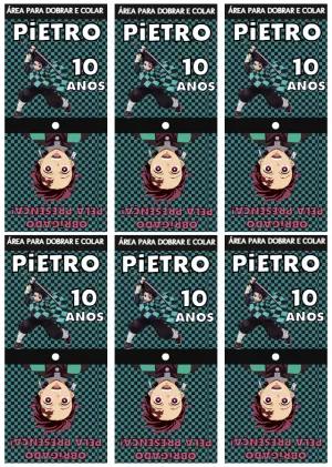 Capa de Pirulito Demon Slayer Editável para Festa de Aniversário