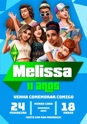 Convite de Aniversário The Sims com Personagens para Editar Online