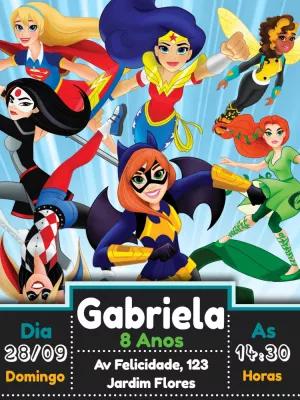 Convite Aniversário Super Hero Girls para Editar Online