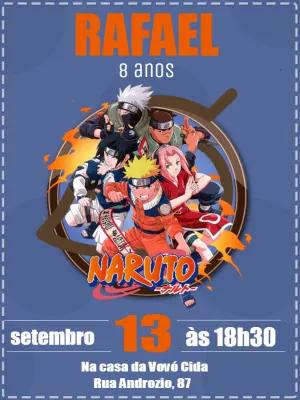 Convite Aniversário Naruto com Personagens para Editar Online