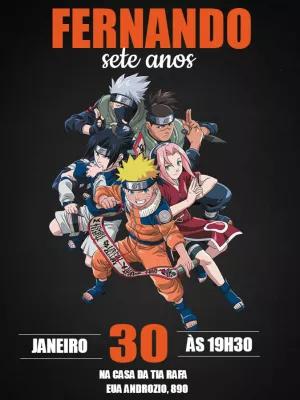 Convite de Aniversário Naruto com Personagens para Editar Online