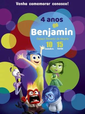 Convite Aniversário Divertida Mente com Personagens para Editar