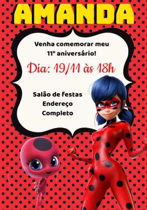 Convite de Aniversário Ladybug para Editar Online