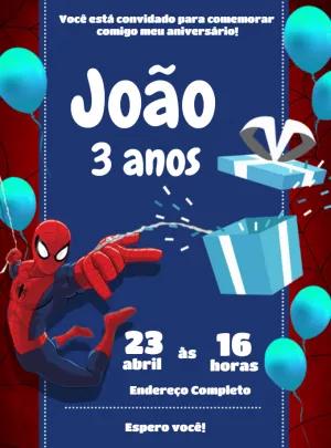 Convite de Aniversário Homem Aranha para Editar Online