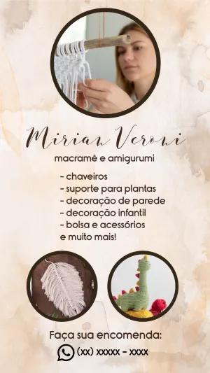 Cartão de Visita Macramê e Amigurumi Editável Online
