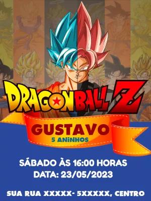 Convite de Aniversário Dragon Ball Z com Goku para Editar Online
