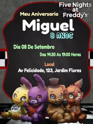 Convite de Aniversário Five Nights at Freddy's para Editar