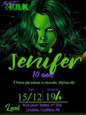 Convite de Aniversário She Hulk Editável Online para Imprimir