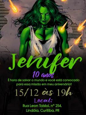 Convite de Aniversário She Hulk para Editar Online