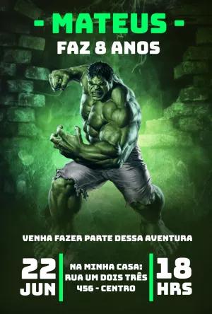Convite de Aniversário Incrível Hulk para Editar Online