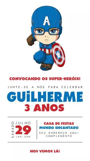 Convite de Aniversário Capitão América para Editar Online