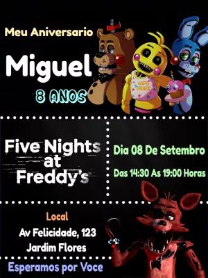 Convite de Aniversário Five Nights at Freddy's para Editar