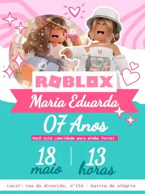 Convite de Aniversário Roblox Menina Rosa para Editar Online