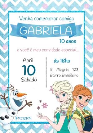 Convite Aniversário Frozen com Personagens para Editar Online