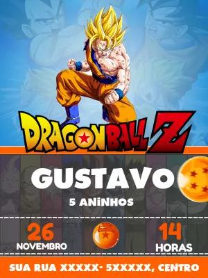 Convite de Aniversário Dragon Ball Z com Goku para Editar Online
