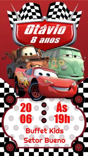 Convite de Aniversário Carros Disney para Editar Online