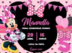 Convite de Aniversário Minnie Confeiteira para Editar Online