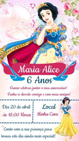 Convite de Aniversário Branca de Neve para Editar Online