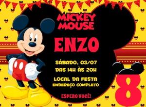Convite de Aniversário Mickey Mouse para Editar Online