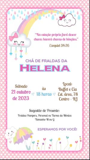 Convite Chá de Fraldas Chuva de Amor para Editar Online