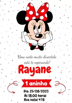 Convite de Aniversário Minnie Mouse Vermelha para Editar Online