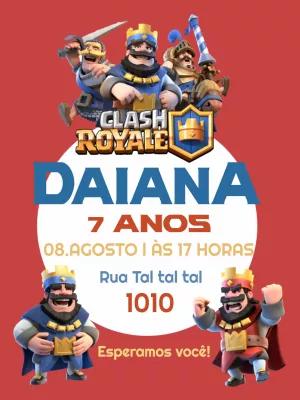 Convite Aniversário Clash Royale com Personagens para Editar