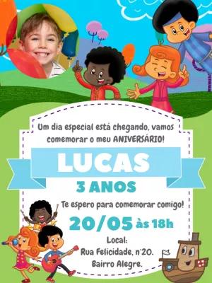 Convite Aniversário 3 Palavrinhas com Foto para Editar Online