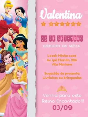 Convite de Aniversário Princesas Disney para Editar Online